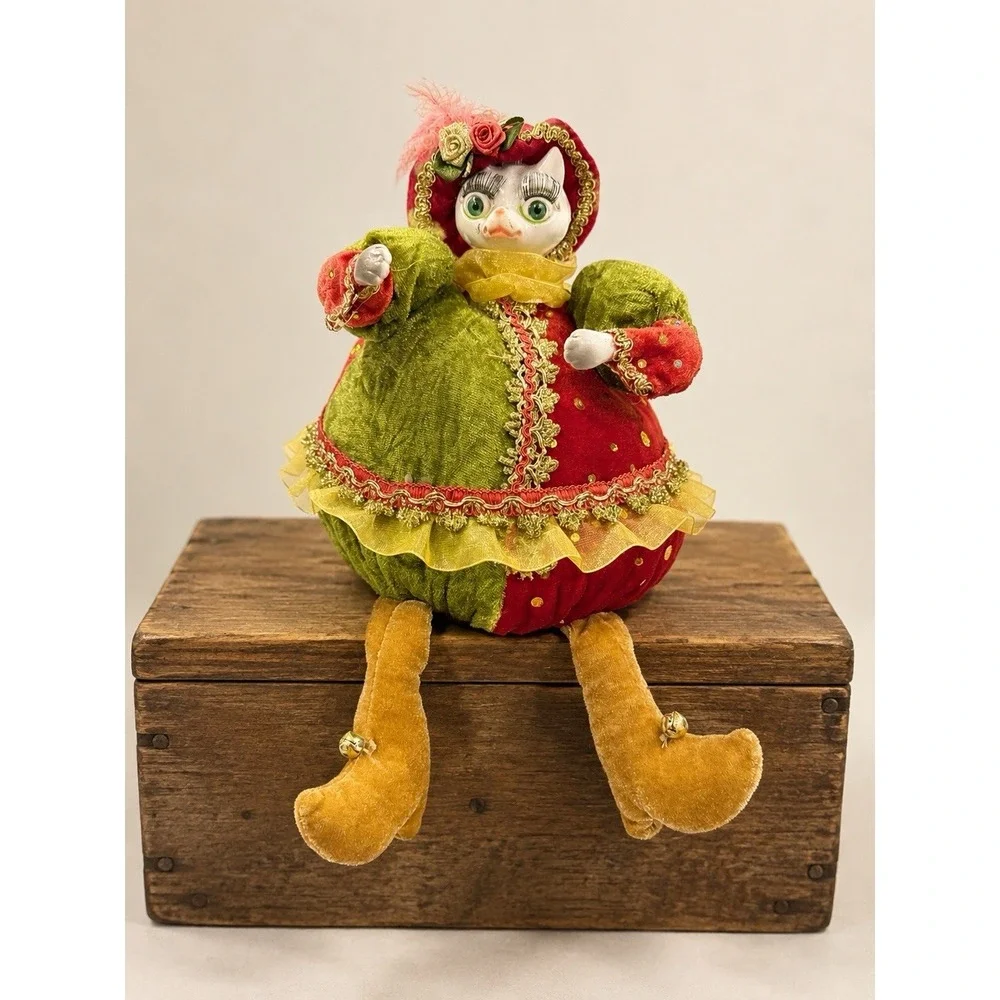 Anthropomorphic Cat Shelf Sitter Victorian Jester Style 7.5